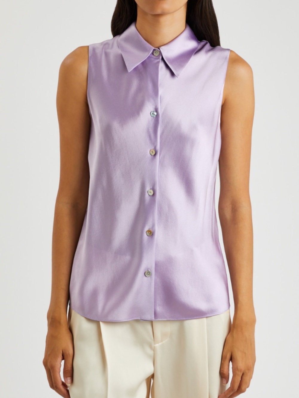 Vince Silk Bias-Cut Sleeveless Shirt